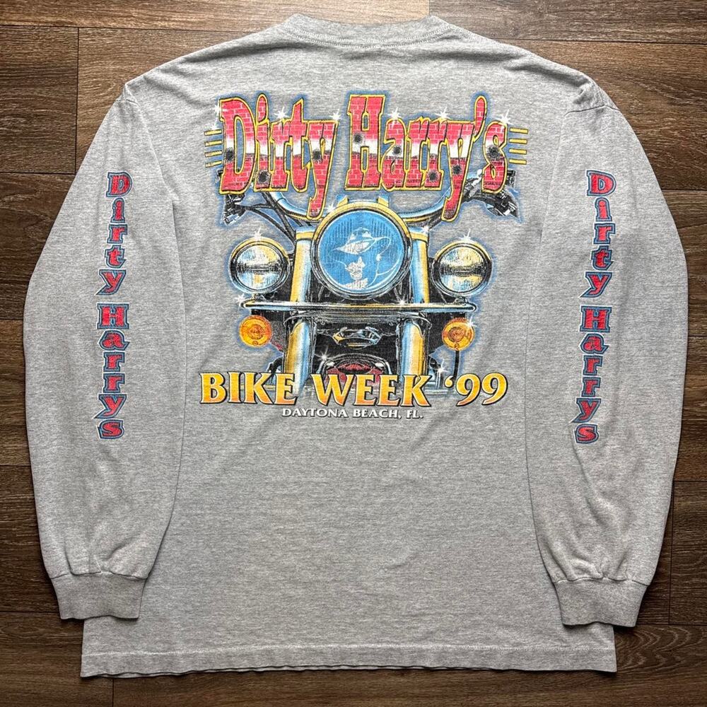 Vintage 1990s Single Stitch Dirty Harry's Daytona Beach Graphic Long Sleeve Tee